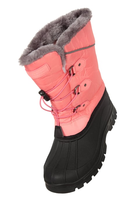 'Whistler' Kids Snow Boots with Deep Lugs Sherpa Lined Snow Proof Shoes Coral - Image 6