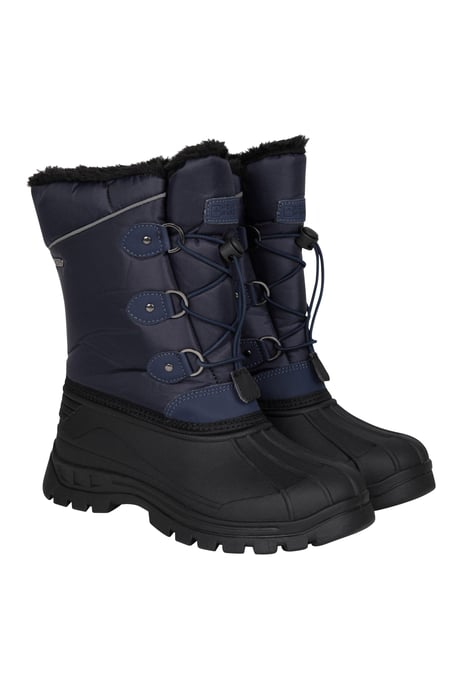 'Whistler' Kids Snow Boots with Deep Lugs Sherpa Lined Snow Proof Shoes Navy - Image 1