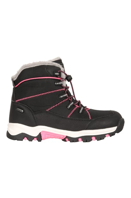 'Comet' Kids Snow Boots Faux Fur Lined Waterproof Walking Winter Shoes Black - Image 2