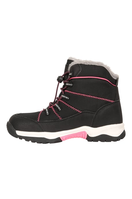 'Comet' Kids Snow Boots Faux Fur Lined Waterproof Walking Winter Shoes Black - Image 4