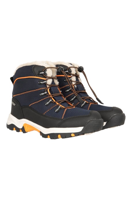 'Comet' Kids Snow Boots Faux Fur Lined Waterproof Walking Winter Shoes Navy - Image 1