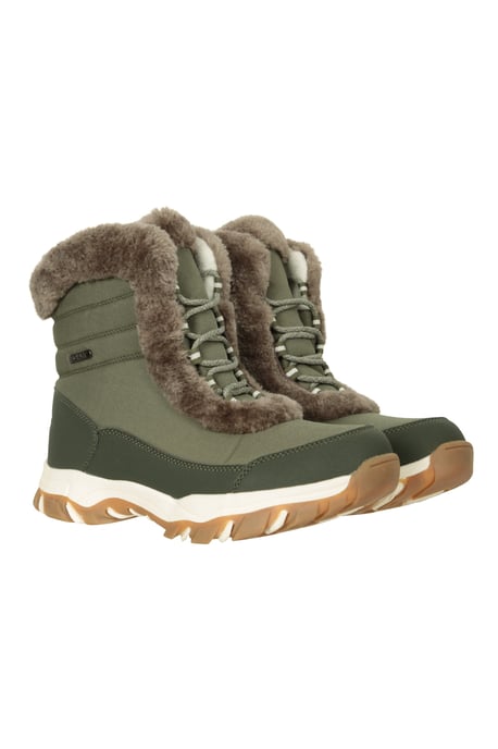 'Ohio' Women's Short Snow Boots Thermal Snow Proof Everyday Winter Shoes Olive - Image 1