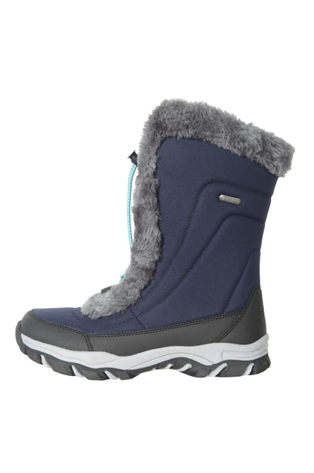 'Ohio' Youth Snow Boots with Rubber Outsole Waterproof Cosy Winter Shoes Navy - Image 5