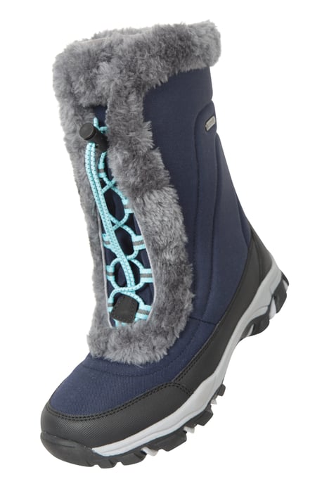 'Ohio' Youth Snow Boots with Rubber Outsole Waterproof Cosy Winter Shoes Navy - Image 6