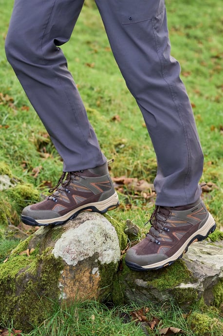'Rapid' Men's Walking Boots with Deep Lugs Waterproof Rain Shoes Brown - Image 1
