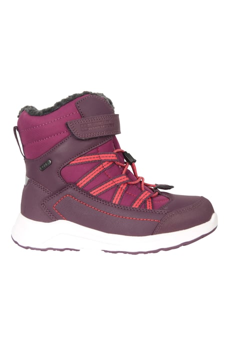 'Denver' Kids Snow Boots Sherpa Fleece Lined Waterproof Winter Shoes Berry - Image 2