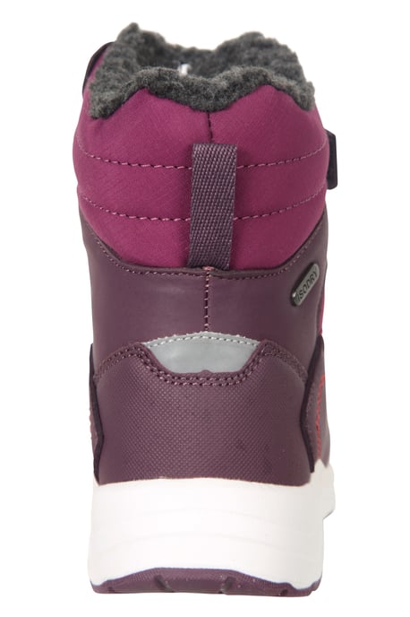 'Denver' Kids Snow Boots Sherpa Fleece Lined Waterproof Winter Shoes Berry - Image 3