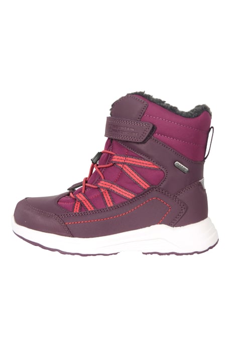 'Denver' Kids Snow Boots Sherpa Fleece Lined Waterproof Winter Shoes Berry - Image 5