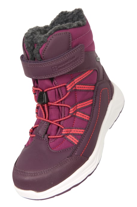 'Denver' Kids Snow Boots Sherpa Fleece Lined Waterproof Winter Shoes Berry - Image 6