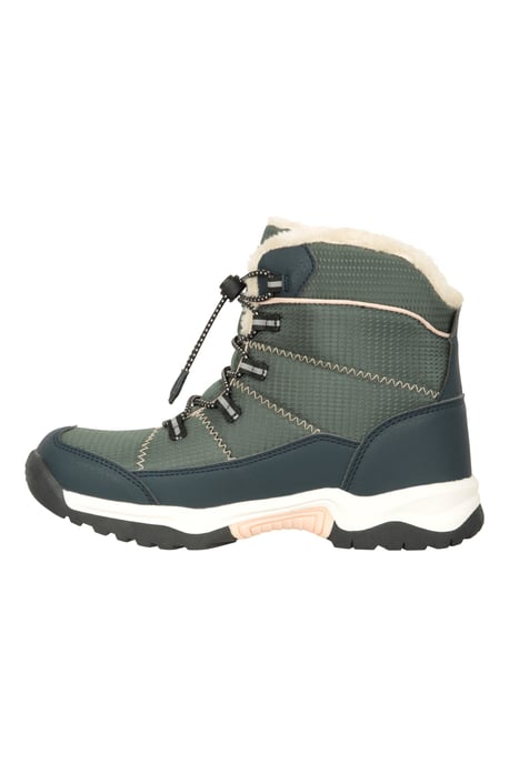 'Comet' Kids Snow Boots Faux Fur Lined Waterproof Walking Winter Shoes Khaki - Image 4