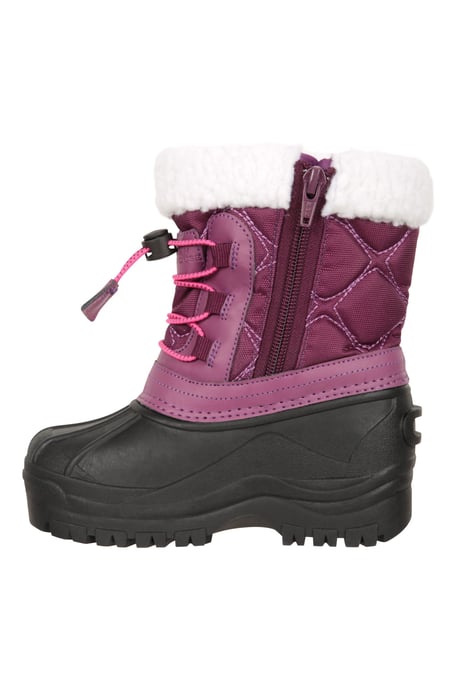'Arctic' Kids Snow Boots with Deep Lugs Waterproof Winter Shoes Purple - Image 4