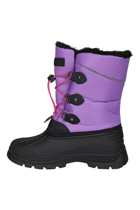 'Whistler' Kids Snow Boots with Deep Lugs Sherpa Lined Snow Proof Shoes Purple - Image 5