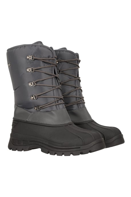 'Plough' Men's Snow Boots with Heel & Toe Bumper Snow Proof Shoes Grey - Image 1