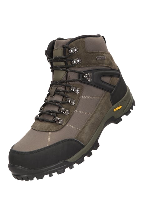 'Storm' Men's Waterproof Boots with Heel & Toe Bumpers IsoGrip Walking Shoes Khaki - Image 6
