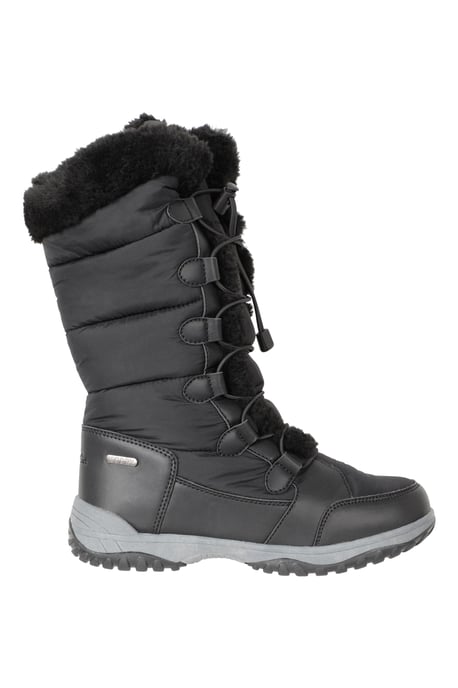 'Snowflake' Women's Long Snow Boots Faux Fur Waterproof Breathable Winter Shoes Black - Image 3