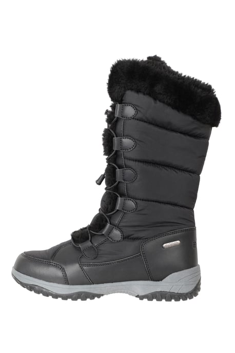 'Snowflake' Women's Long Snow Boots Faux Fur Waterproof Breathable Winter Shoes Black - Image 5