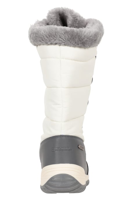 'Snowflake' Women's Long Snow Boots Faux Fur Waterproof Breathable Winter Shoes White - Image 3
