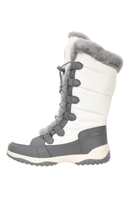 'Snowflake' Women's Long Snow Boots Faux Fur Waterproof Breathable Winter Shoes White - Image 4