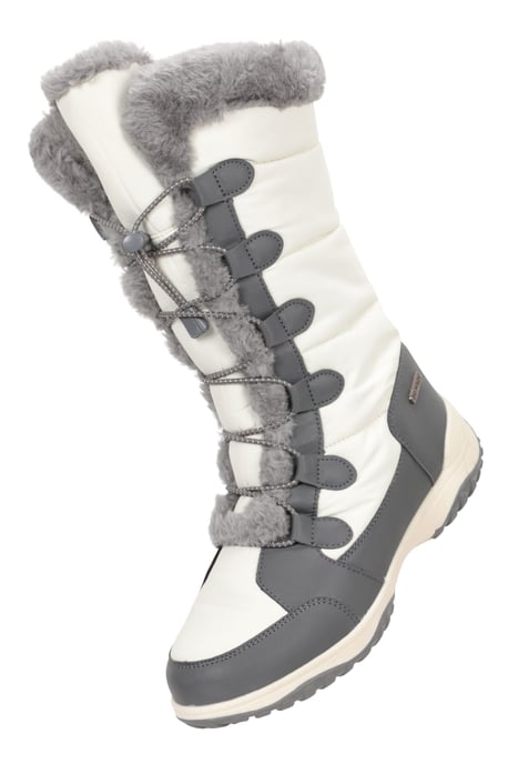 'Snowflake' Women's Long Snow Boots Faux Fur Waterproof Breathable Winter Shoes White - Image 6