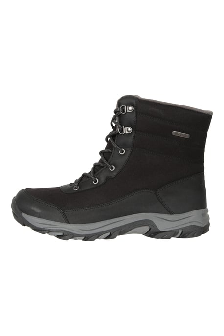 'Ohio' Men's Snow Boots Fleece Lined IsoTherm Waterproof Winter Skiing Shoes Black - Image 4