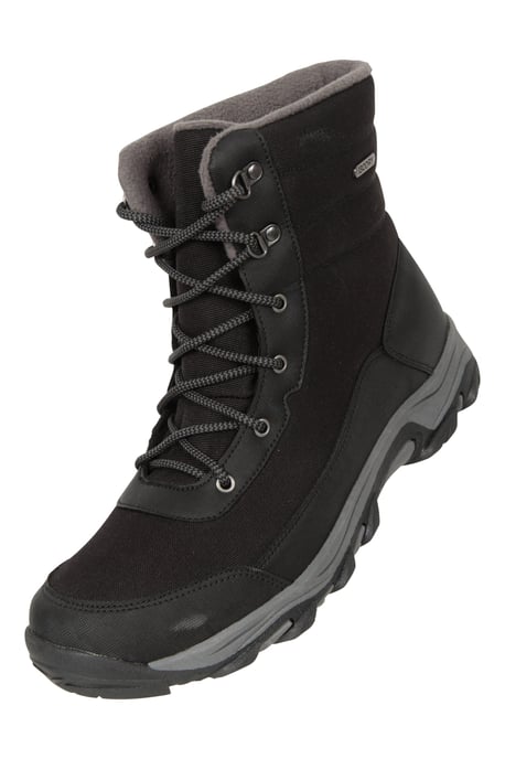 'Ohio' Men's Snow Boots Fleece Lined IsoTherm Waterproof Winter Skiing Shoes Black - Image 5