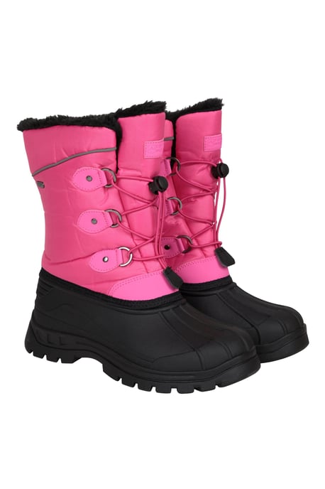 'Whistler' Kids Snow Boots with Deep Lugs Sherpa Lined Snow Proof Shoes Pink - Image 1