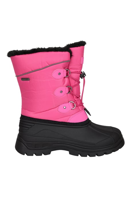 'Whistler' Kids Snow Boots with Deep Lugs Sherpa Lined Snow Proof Shoes Pink - Image 2