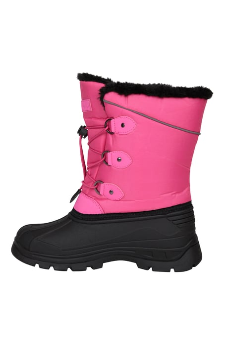 'Whistler' Kids Snow Boots with Deep Lugs Sherpa Lined Snow Proof Shoes Pink - Image 4