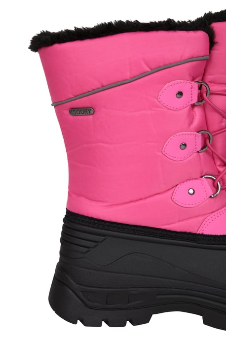 'Whistler' Kids Snow Boots with Deep Lugs Sherpa Lined Snow Proof Shoes Pink - Image 6