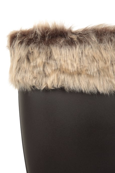 Women's Faux Fur Wellies Waterproof Cushioned Outdoor Wellington Rain Boots Beige - Image 6