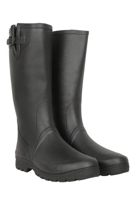 Men's Rubber Wellies Cotton Lining Waterproof Slip On Boots Black - Image 1