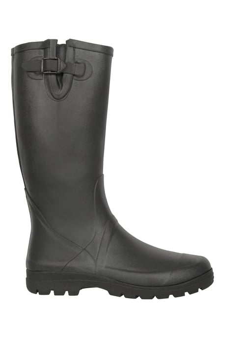 Men's Rubber Wellies Cotton Lining Waterproof Slip On Boots Black - Image 2