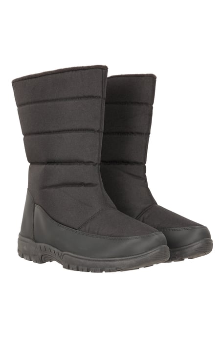'Icey' Men's Snow Boots Fleece Lined Snow Proof Upper Winter Shoes Black - Image 1