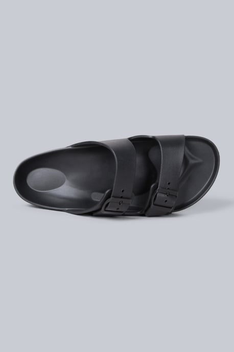 'Shore' Men's Sliders Lightweight Slip On Cushioned Adjustable Strap Sandals Black - Image 2