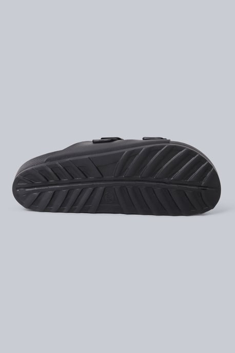 'Shore' Men's Sliders Lightweight Slip On Cushioned Adjustable Strap Sandals Black - Image 3