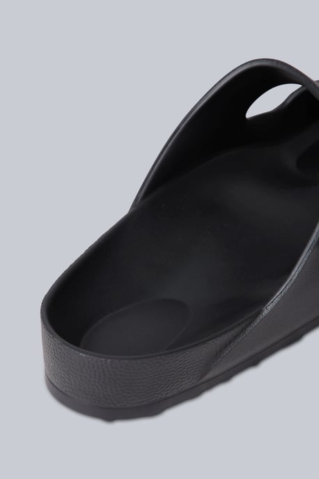 'Shore' Men's Sliders Lightweight Slip On Cushioned Adjustable Strap Sandals Black - Image 4