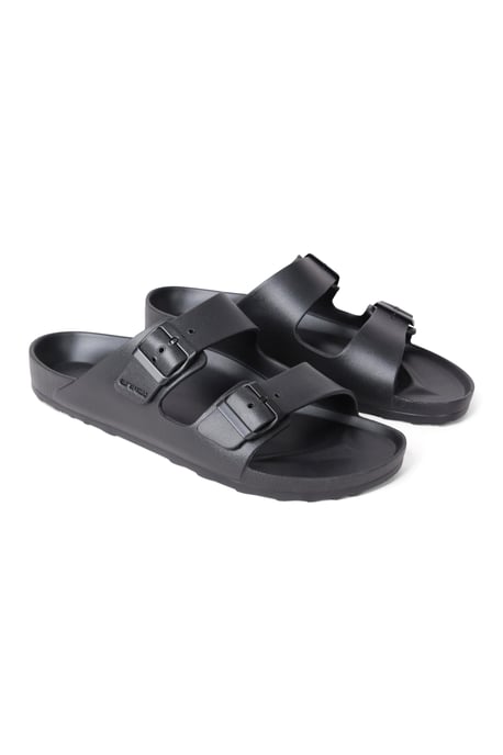 'Shore' Men's Sliders Lightweight Slip On Cushioned Adjustable Strap Sandals Black - Image 6