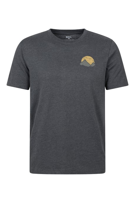 'Crest Mountain' Men's Graphic T-Shirt Cotton Breathable Tee Charcoal - Image 1