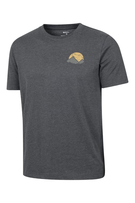 'Crest Mountain' Men's Graphic T-Shirt Cotton Breathable Tee Charcoal - Image 2
