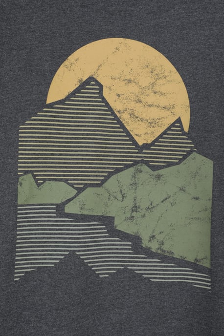 'Crest Mountain' Men's Graphic T-Shirt Cotton Breathable Tee Charcoal - Image 5