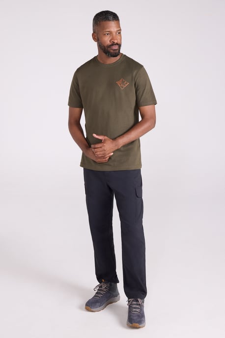 '3 Peaks' Men's Printed Tee Cotton Breathable Casual T-Shirt Green - Image 3