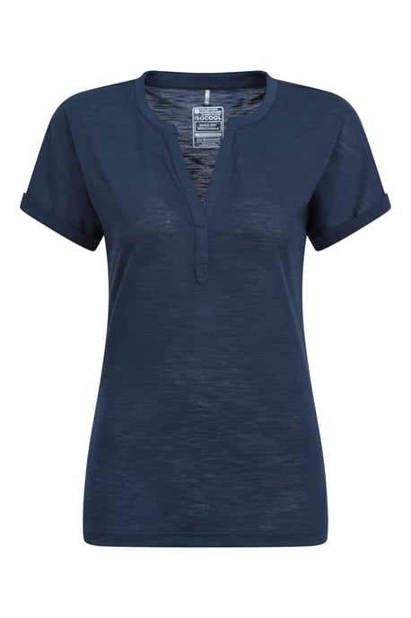 'Skye' Women's Slub T-Shirt Sun Protection Breathable Summer Tee Navy - Image 1
