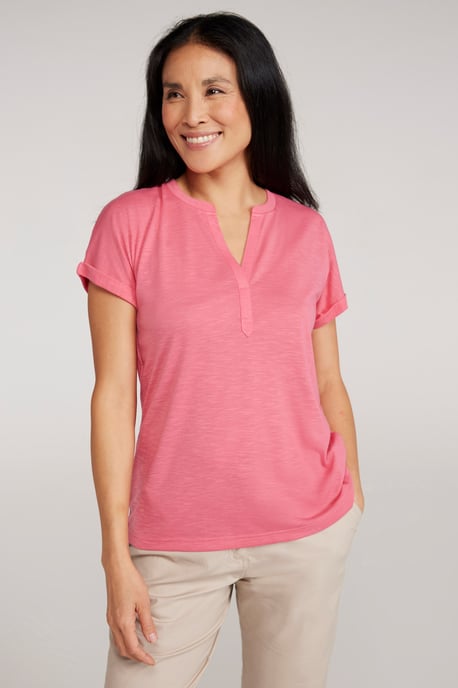 'Skye' Women's Slub T-Shirt Sun Protection Breathable Summer Tee Pink - Image 1