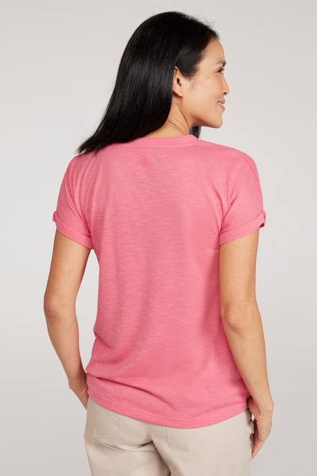 'Skye' Women's Slub T-Shirt Sun Protection Breathable Summer Tee Pink - Image 2