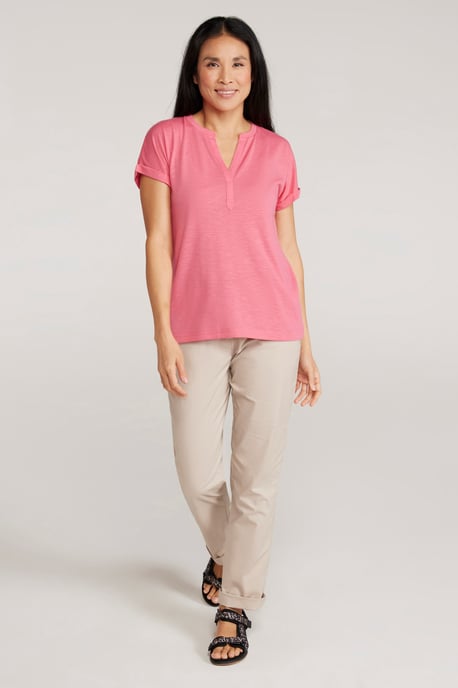 'Skye' Women's Slub T-Shirt Sun Protection Breathable Summer Tee Pink - Image 3