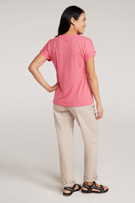 'Skye' Women's Slub T-Shirt Sun Protection Breathable Summer Tee Pink - Image 4