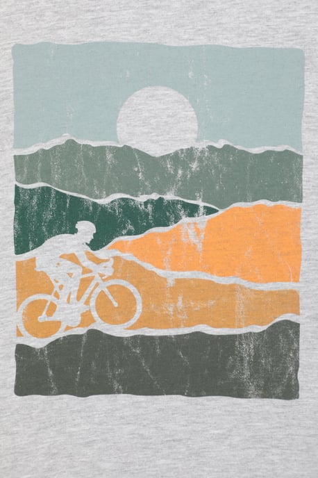 'Bike' Men's Tee Cotton T-Shirt Relaxed Fit Breathable Casual Tee Light Grey - Image 6