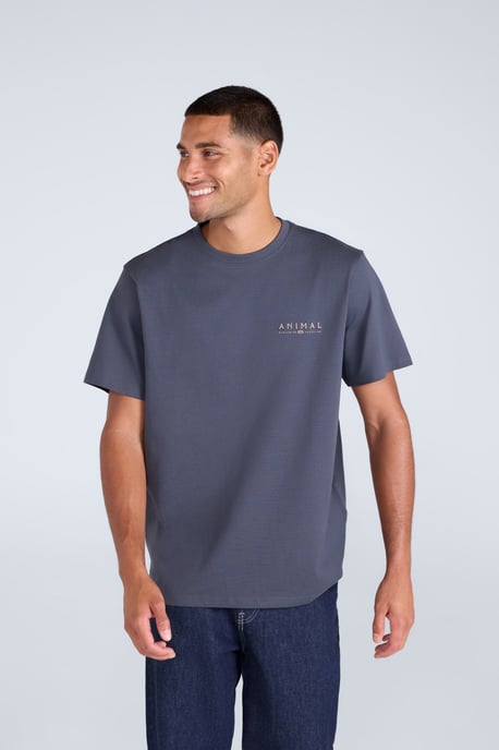 'Chase' Men's T-Shirt Cotton Relaxed Fit Breathable Summer Tee Dark Grey - Image 1