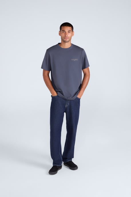 'Chase' Men's T-Shirt Cotton Relaxed Fit Breathable Summer Tee Dark Grey - Image 2