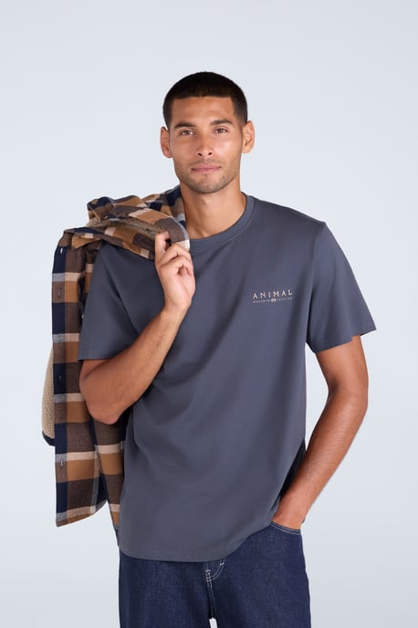 'Chase' Men's T-Shirt Cotton Relaxed Fit Breathable Summer Tee Dark Grey - Image 3